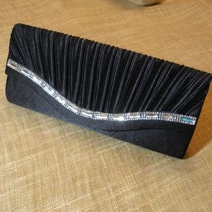 Black Satin Clutch/Shoulder Bag, Purse
